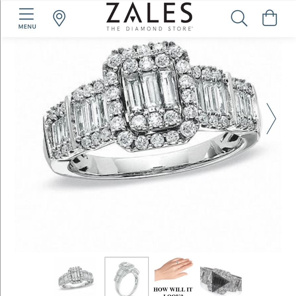 1 C.T Total Weight Diamond Ring in 14k White Gold